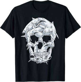 Sharks skull for men women kids boys girls shark Halloween T-Shirt