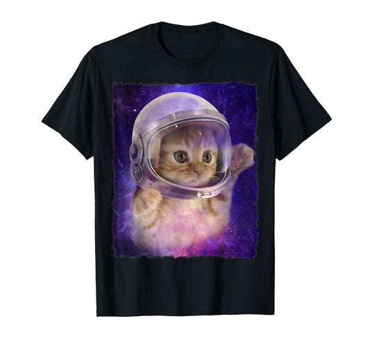 Cute Space Cat Astronaut Kitty Space Helmet Deep Space Tee Men Women Girls Kids T-Shirt