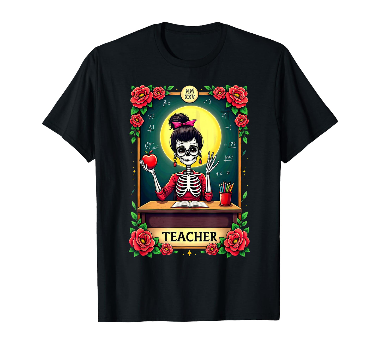 Gothic Tarot Card The Teacher Skeleton T-Shirt