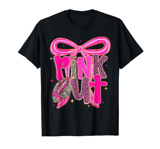 Pink Out Football Bow Preppy Breast Cancer Awareness Women T-Shirt