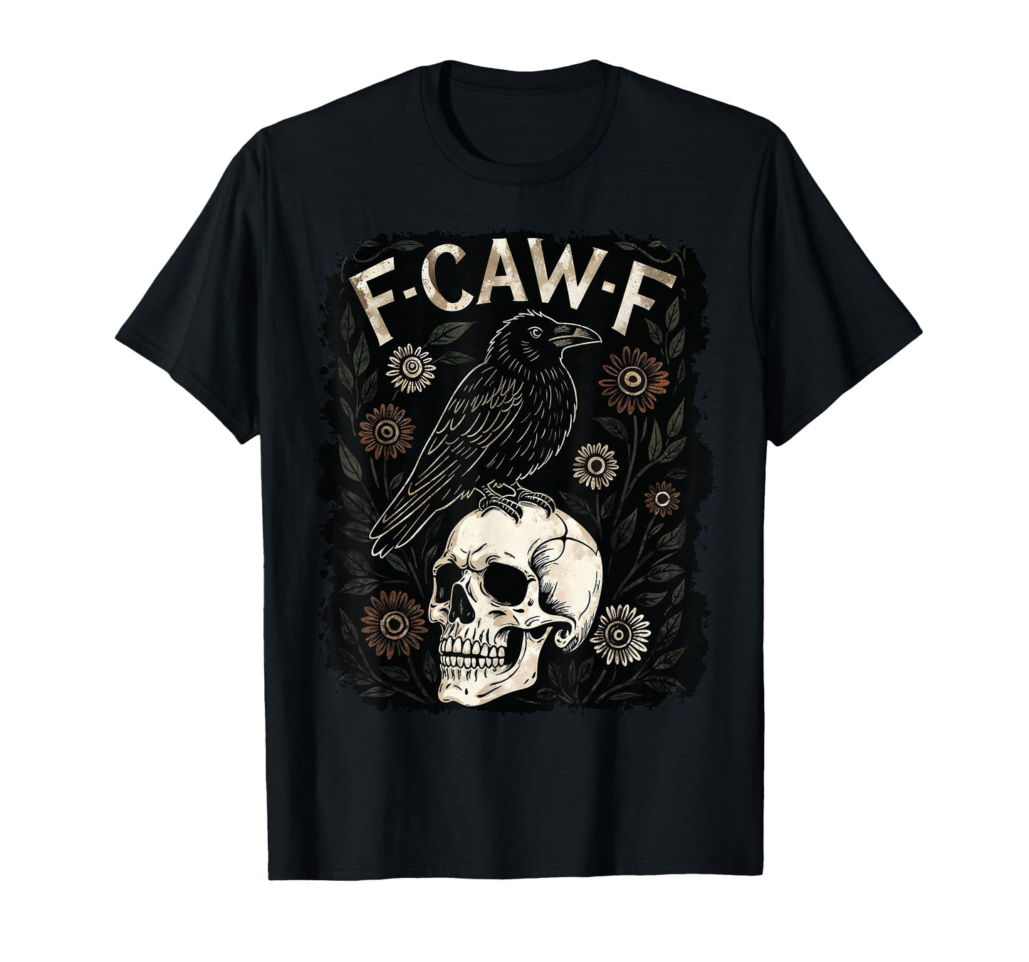 Retro Frame F-Caw-F Black Crow Funny Black Bird Saying Meme T-Shirt