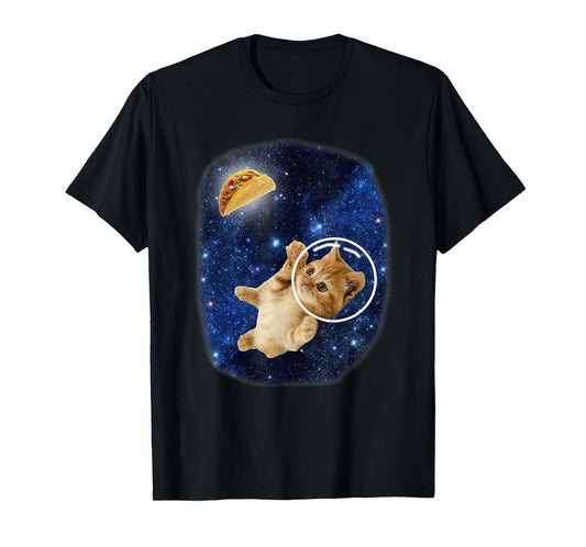 Astronaut Cat Crunchy Taco in Space Cute Galaxy Kitten T-Shirt for Men Women Kids