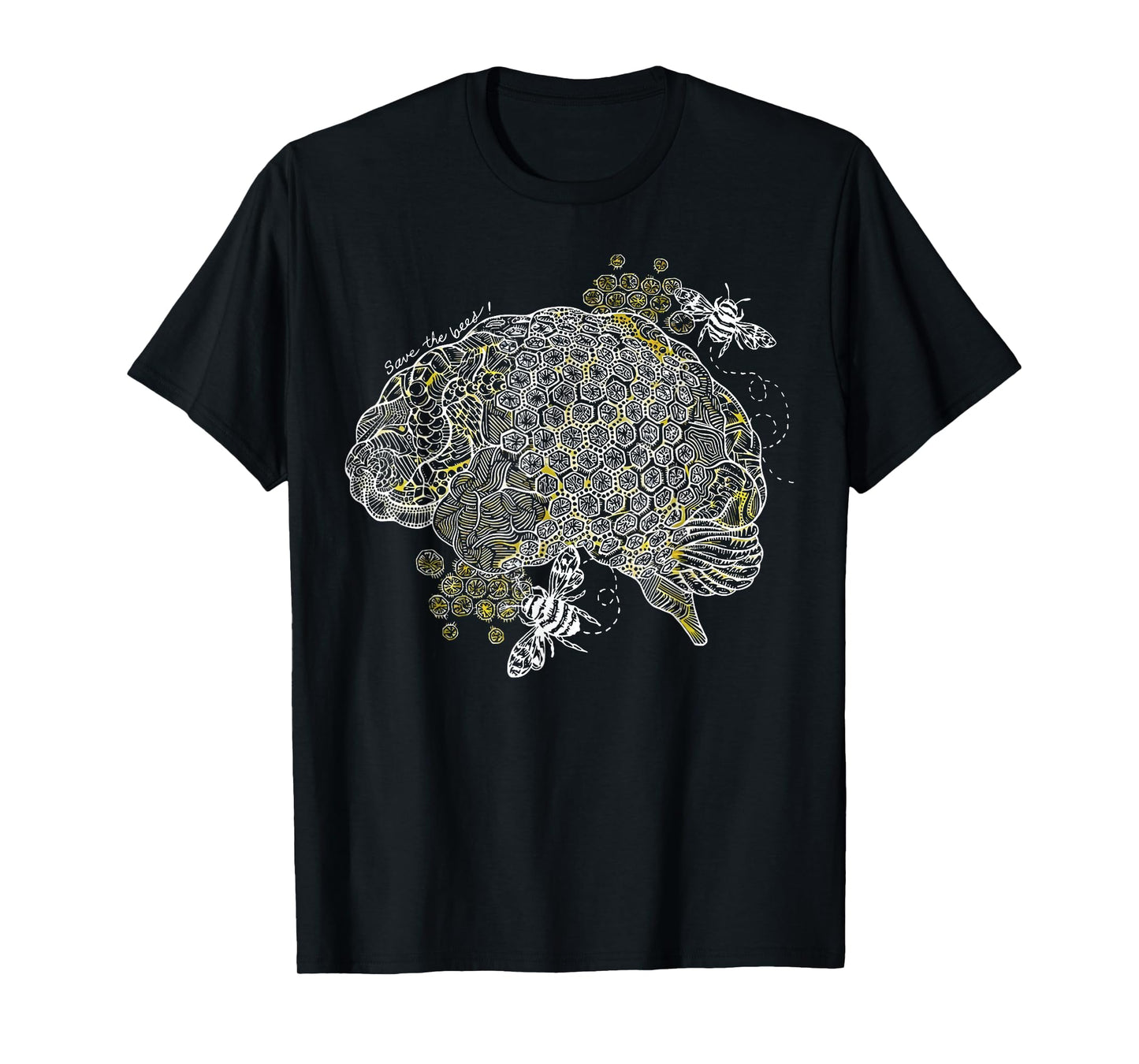 Vintage Bees Anatomical Brain Neuro Nurse Mental Health T-Shirt