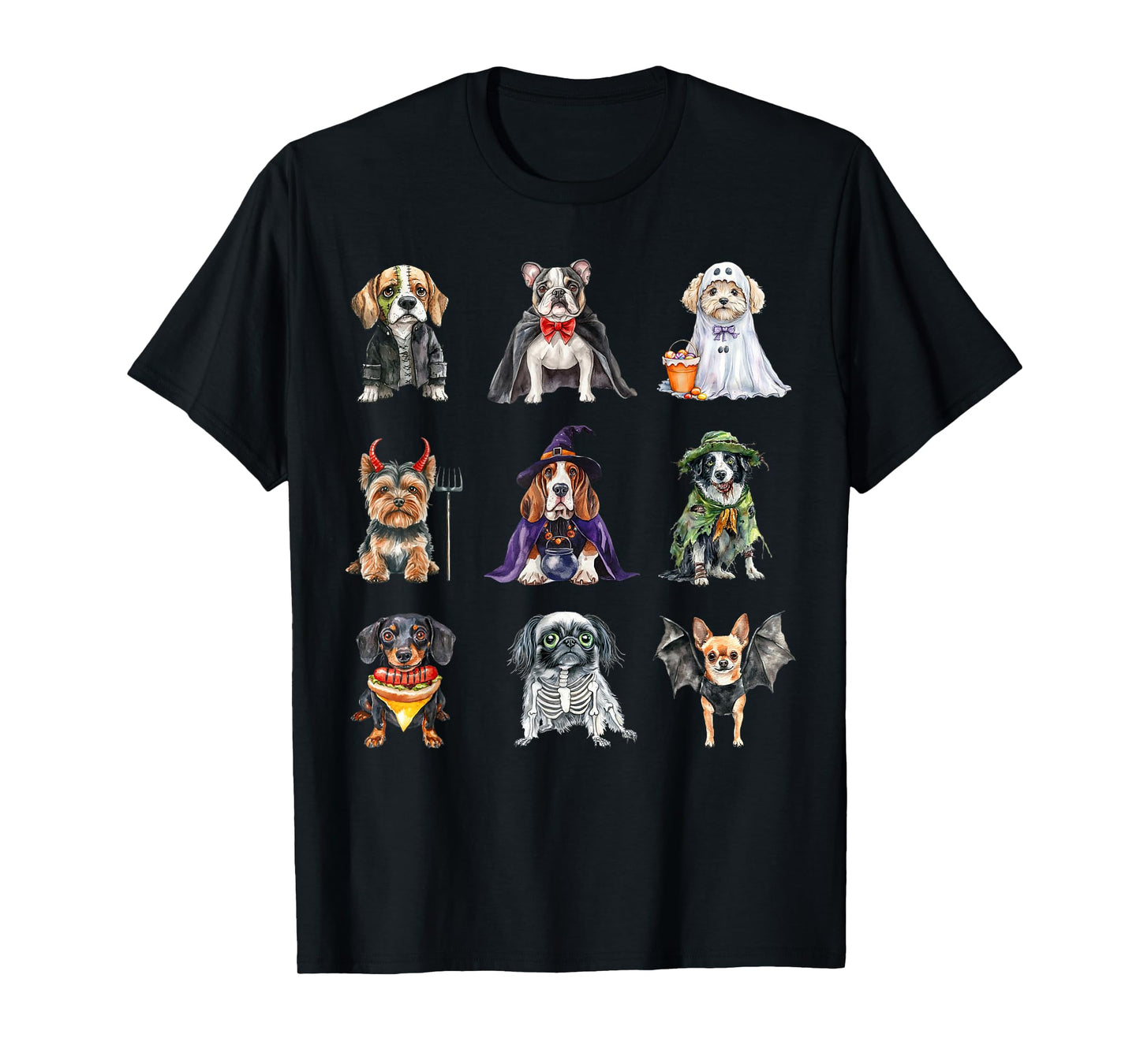 Funny Halloween Dog Costumes Ghost Witch Zombie Skeleton T-Shirt