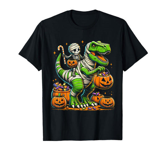 Halloween Funny T Rex Dinosaur Mummy Boys Trick Treat T-Shirt