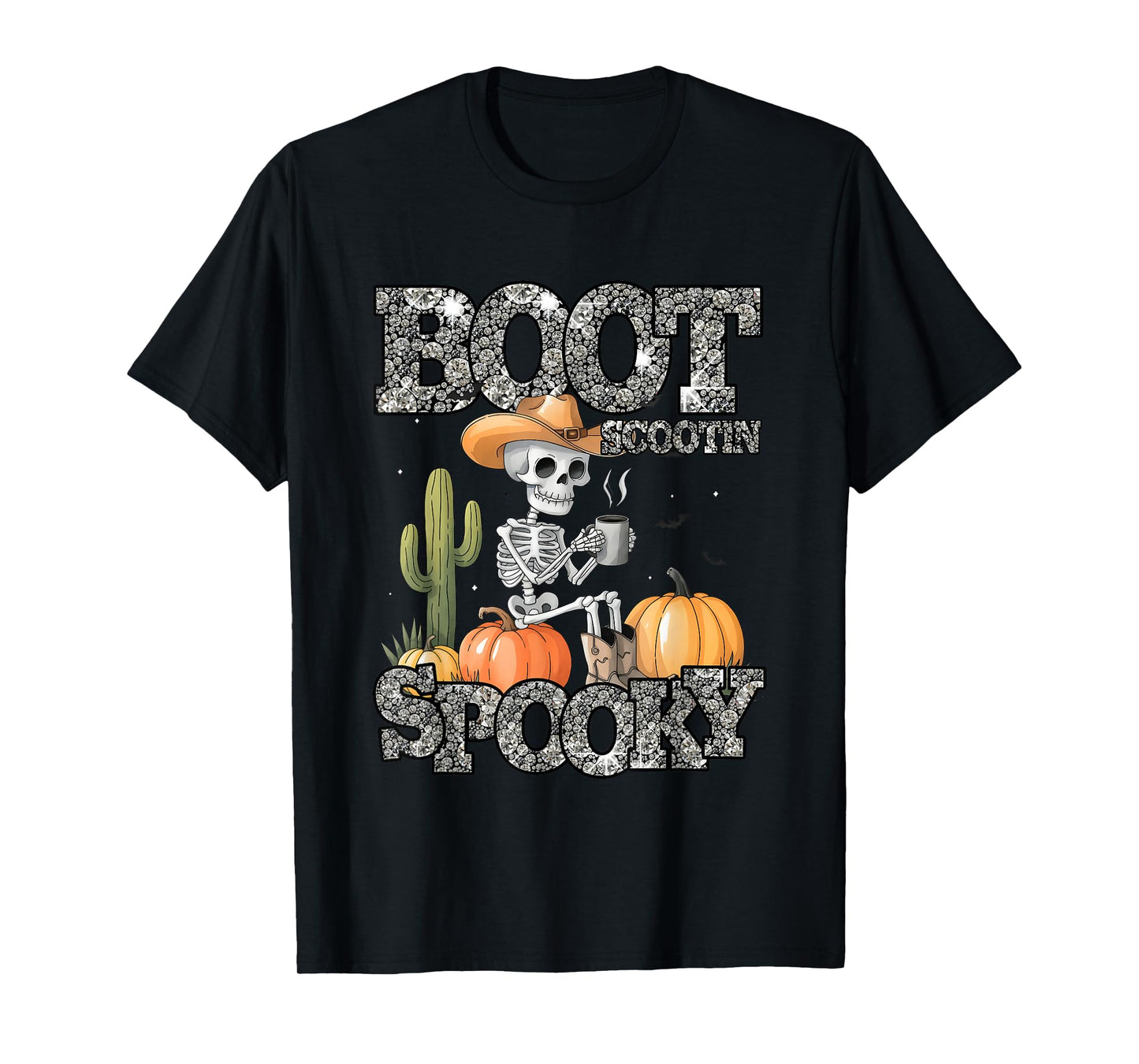 Boot Scootin Spooky Skeleton Cowboy Halloween T-Shirt