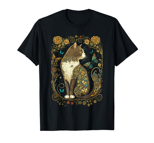 Cottagecore Cat Aesthetics Garden Nature Lover Women T-Shirt