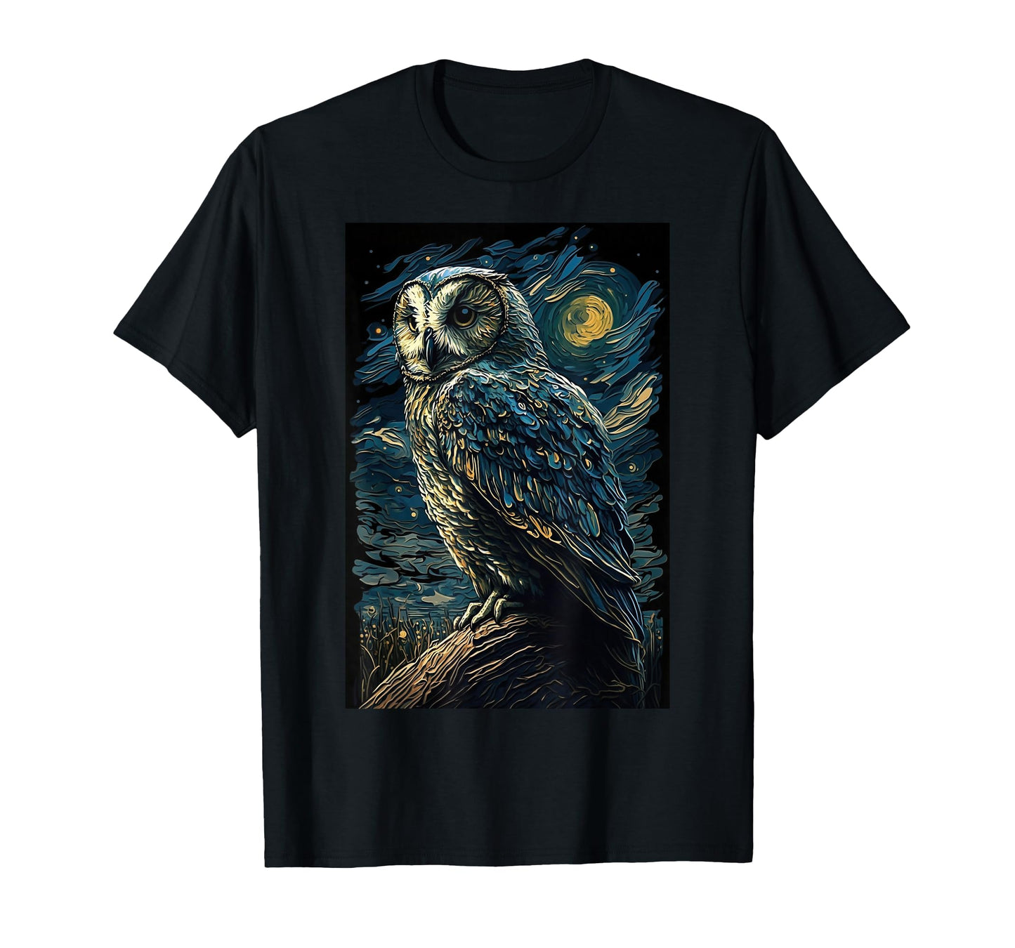 Owl Starry Night Van Gogh Style Birds Lover Owl Mom & Dad T-Shirt