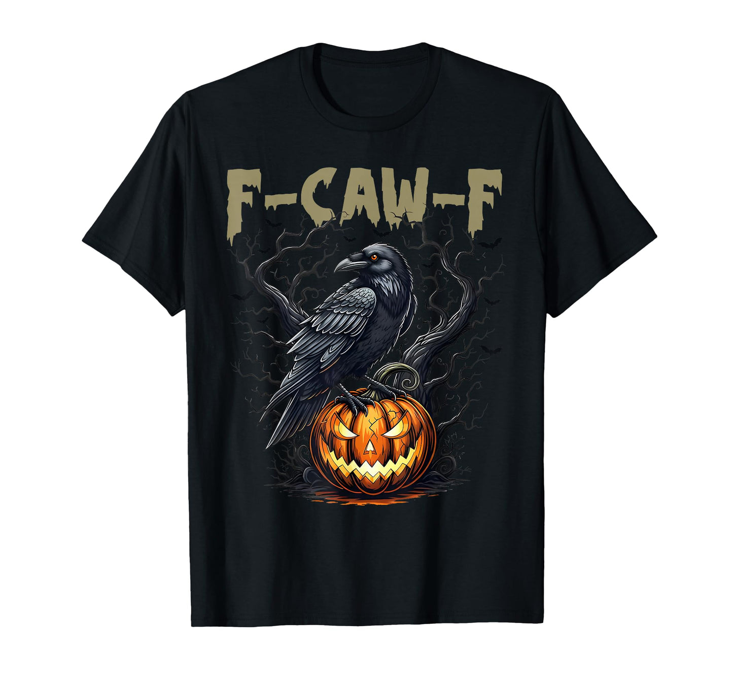 Vintage F-CAW-F Black Crow Funny Bird Moon Gothic Humor T-Shirt