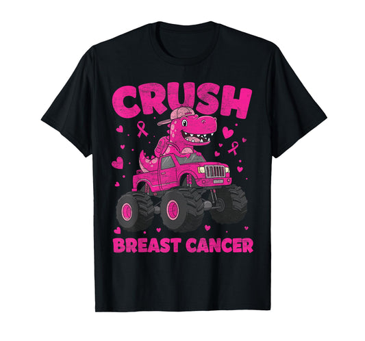 Crush Breast Cancer Awareness Monster Truck Toddler Boy Kids T-Shirt