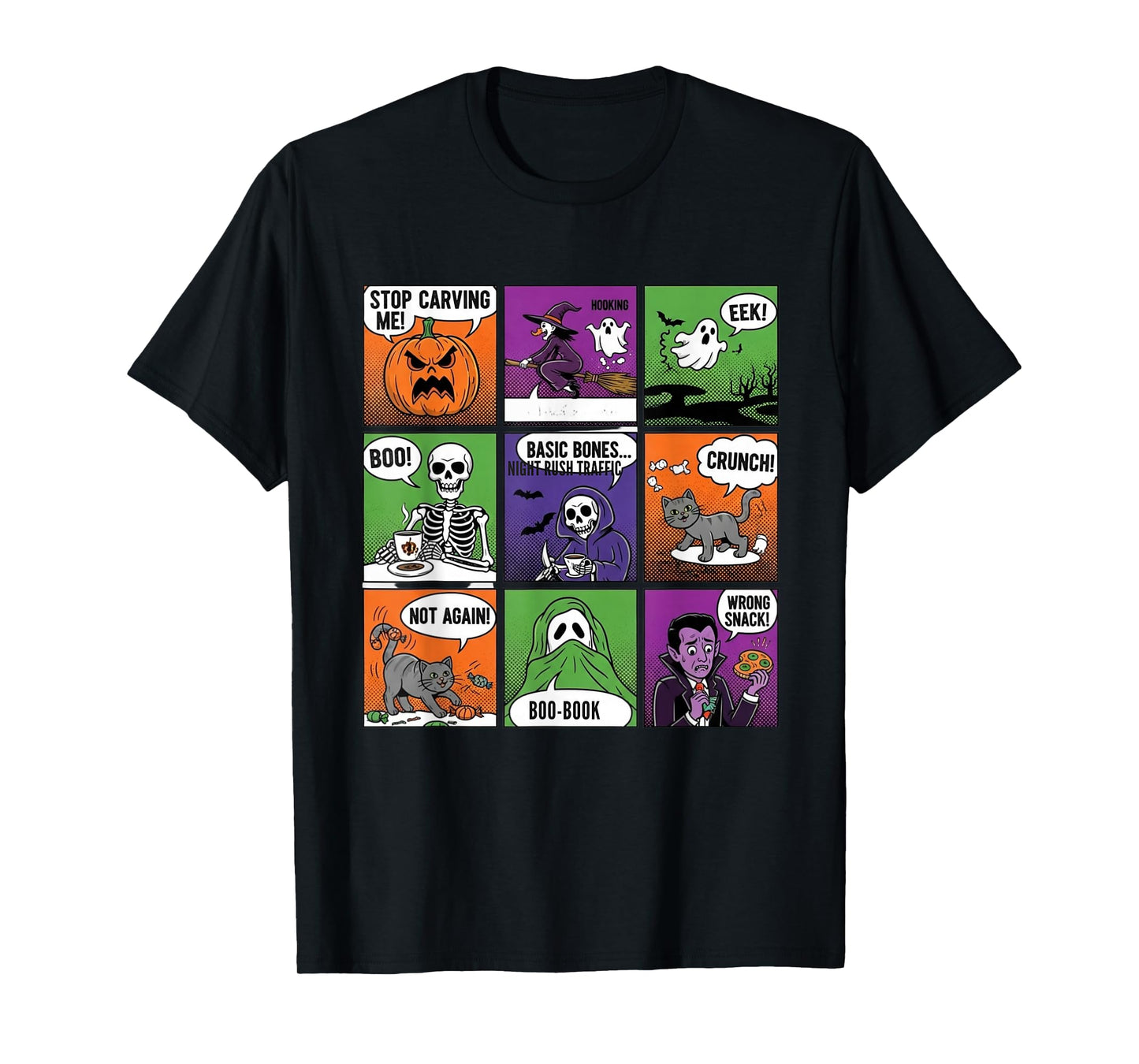 Halloween Skeleton Humor Comic Panels T-Shirt