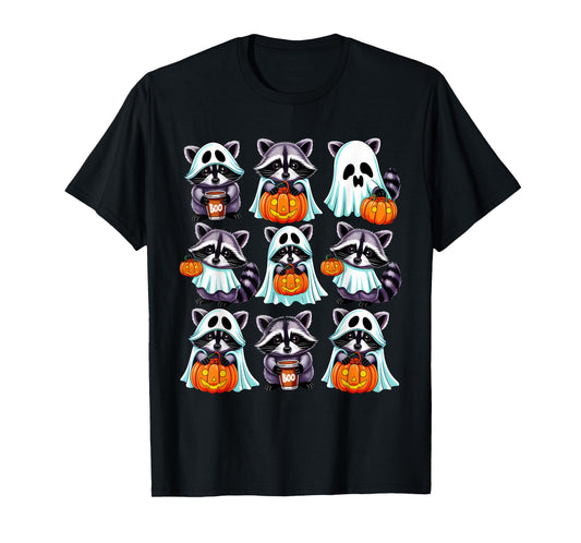 Cute Ghost Raccoon Funny Halloween Costumes Raccoon Lover T-Shirt