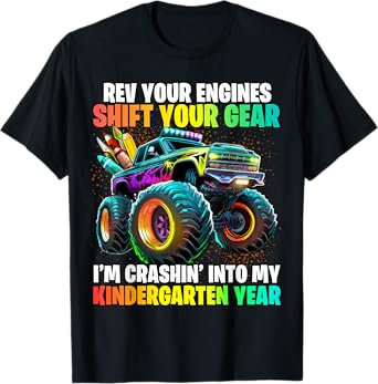 Back to School Kindergarten Monster Truck First Day Boys T-Shirt