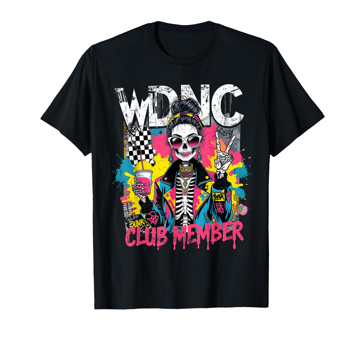 We Do Not Care Club Member Retro Skeleton Style T-Shirt