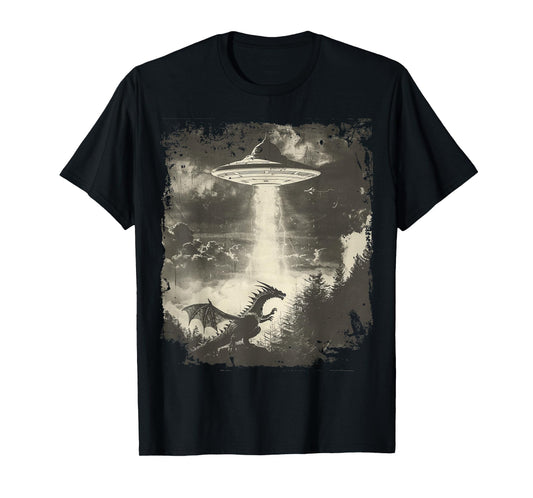 Fantasy Dragon Retro Art Sci-Fi Alien Ufo T-Shirt