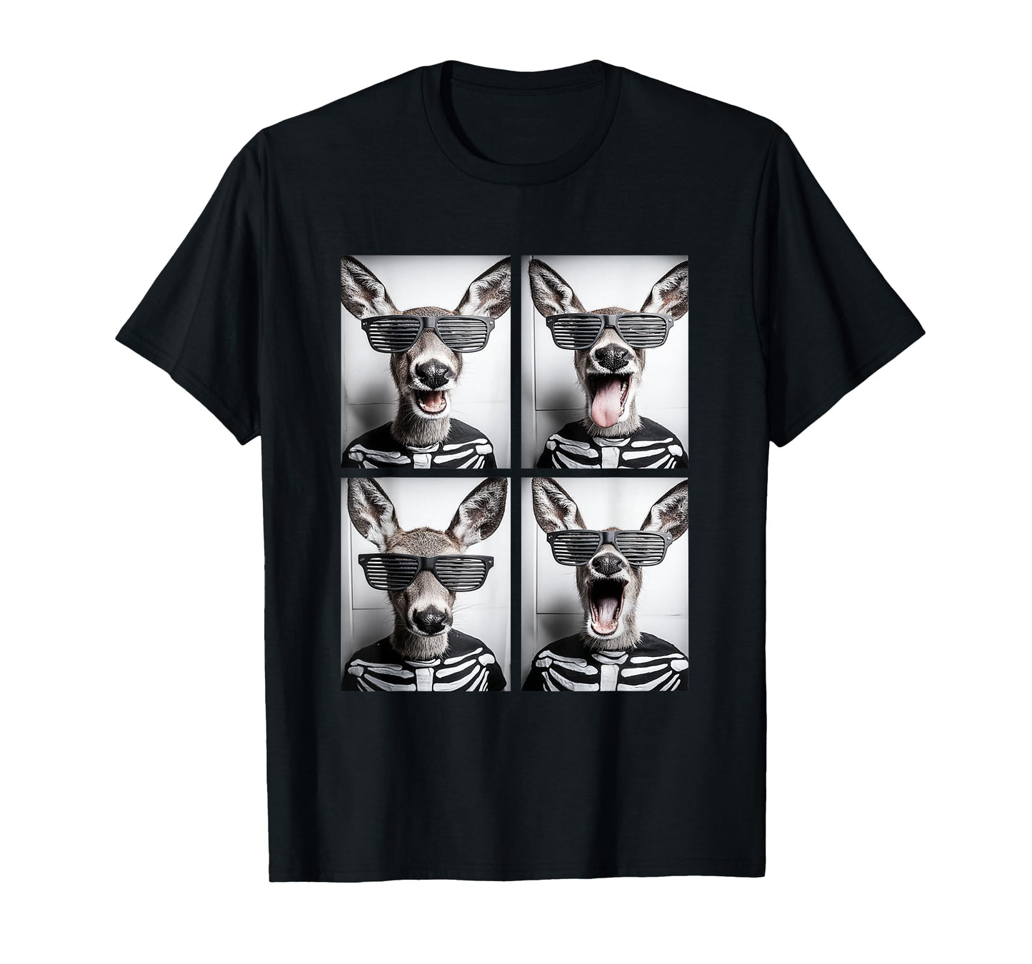 Cute Deers with Sunglasses Skeleton Costume Funny Halloween T-Shirt