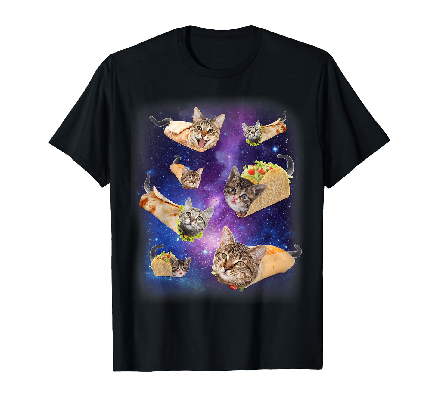Burrito Cat and Taco Cat Space Galaxy Meme Tacocat Silly T-Shirt