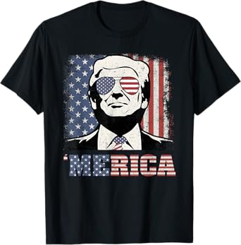 'MERICA TRUMP Shirt Funny Trump 4th Of July American Flag T-Shirt
