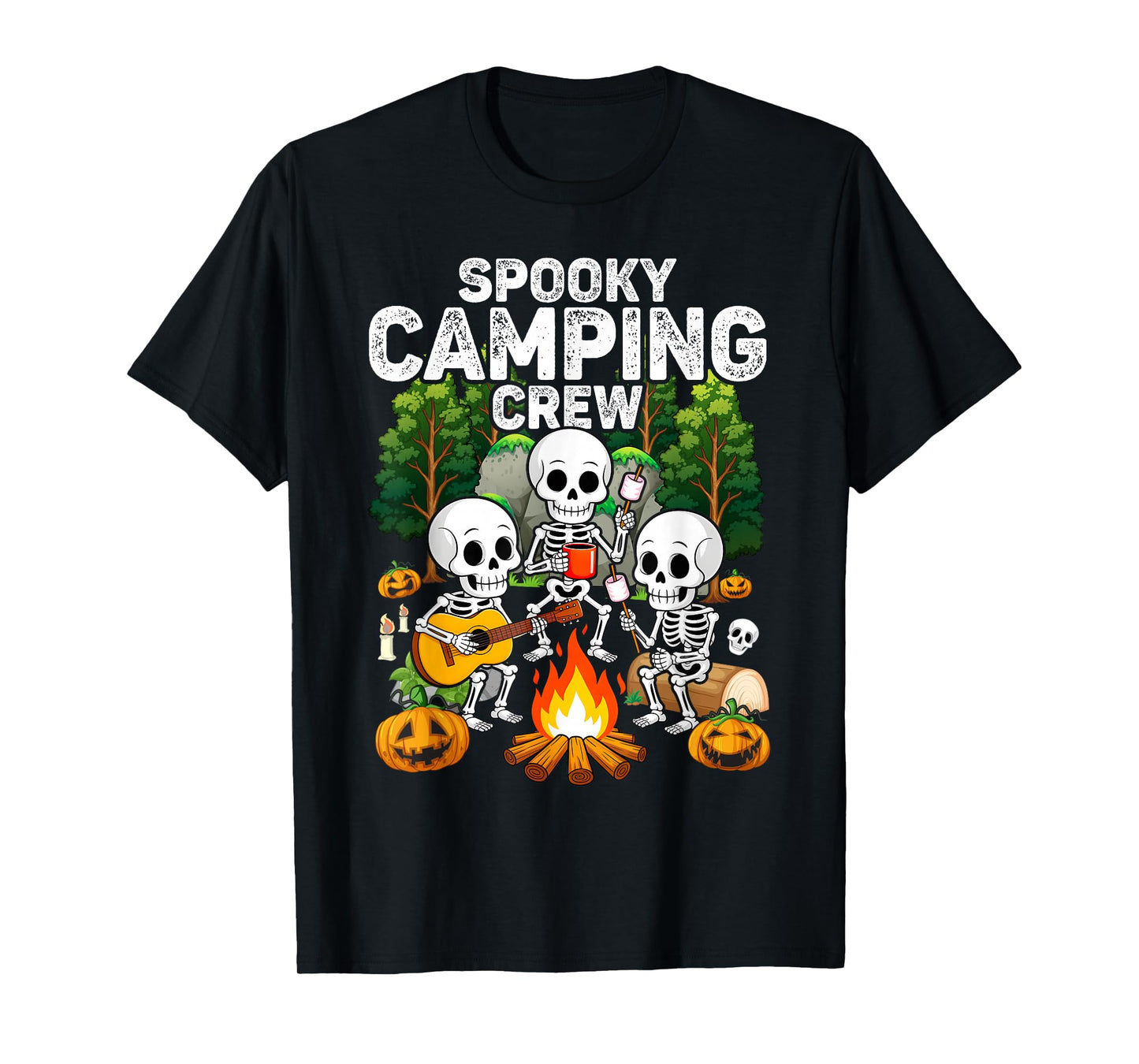 Spooky Camping Crew Halloween Camping Skeleton Campsite T-Shirt