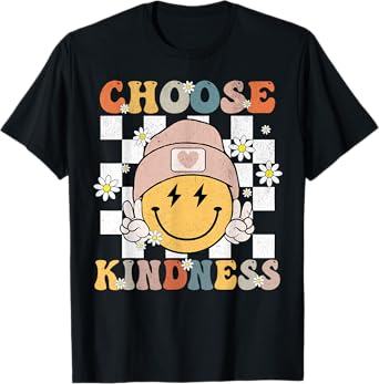 Retro Choose Kindness Smile Face Groovy Be Kind Women Kids T-Shirt
