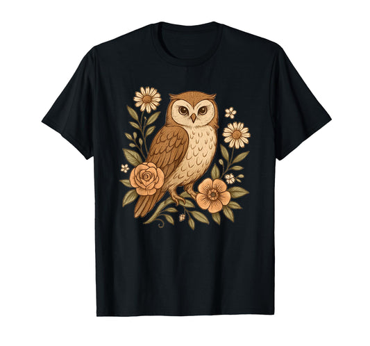 Cottagecore Owl - Floral Naturecore Aesthetic Women Girls T-Shirt