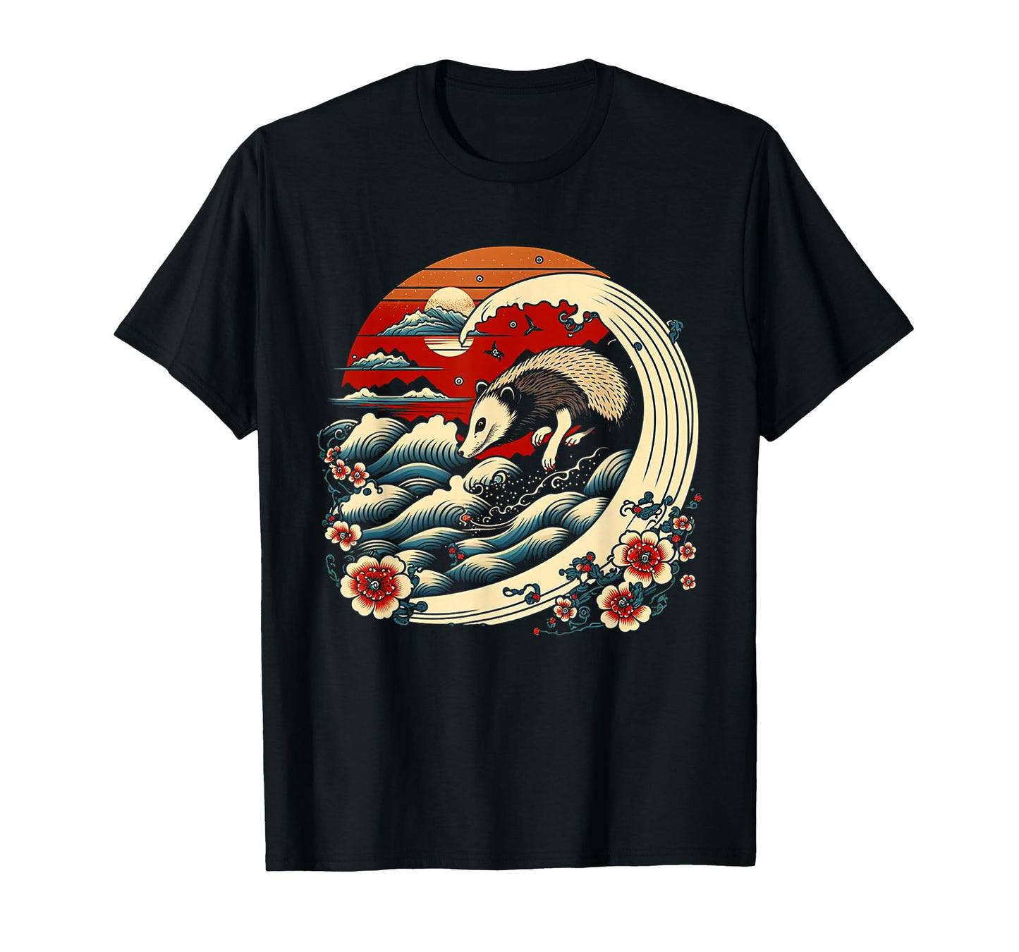 Opossum Japanese Wave Funny Vintage Possum Lover T-Shirt