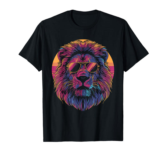 Lion Vaporwave Aesthetic Vintage Synthwave 80s 90s Retro T-Shirt