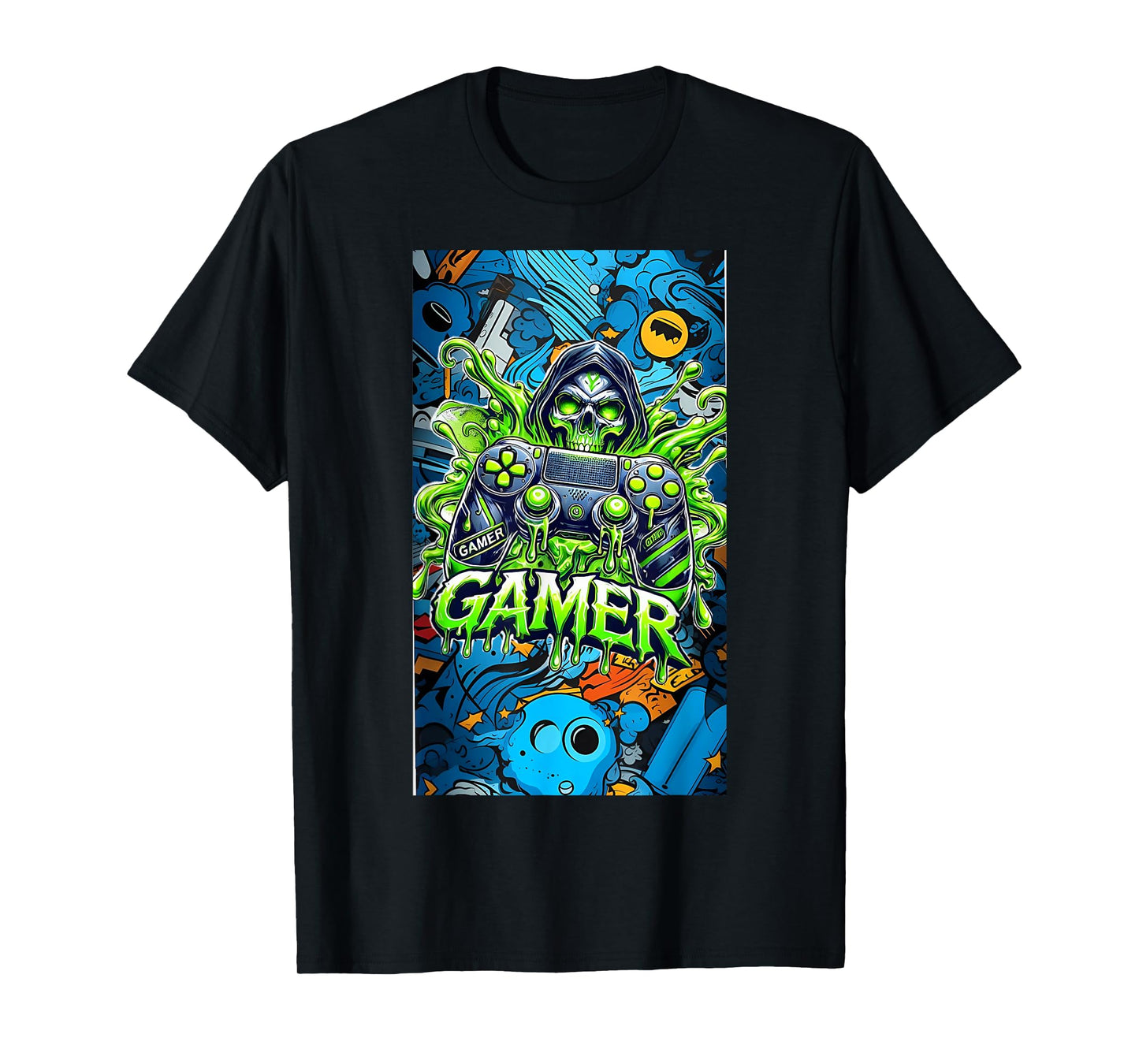 Gamer Aesthetic Graphic Skeleton Gaming Video Games Boys T-Shirt