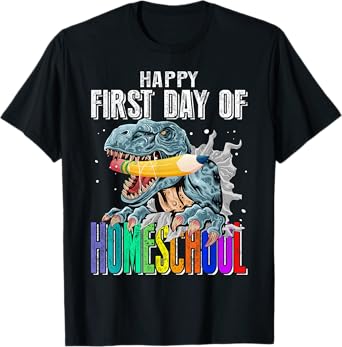 Happy First Day Of Homeschool Dinosaur Back To School T-Shirt