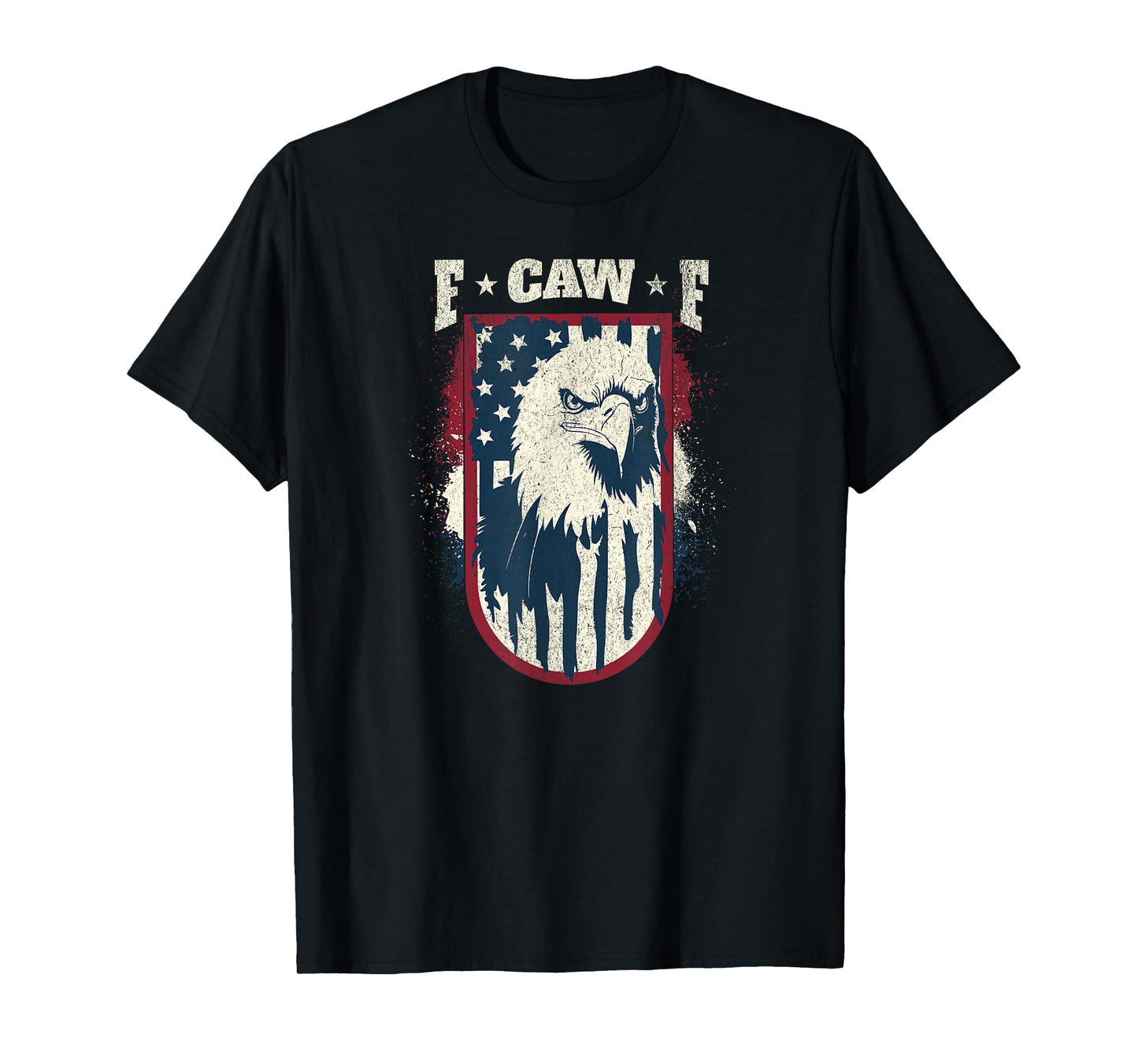 F-CAW-F Crow American Flag Bald Eagle Patriotic USA T-Shirt