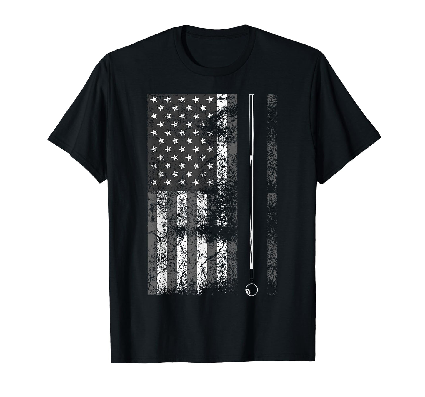 American Flag Billiard Stick Cute Table Game Funny USA Gift T-Shirt