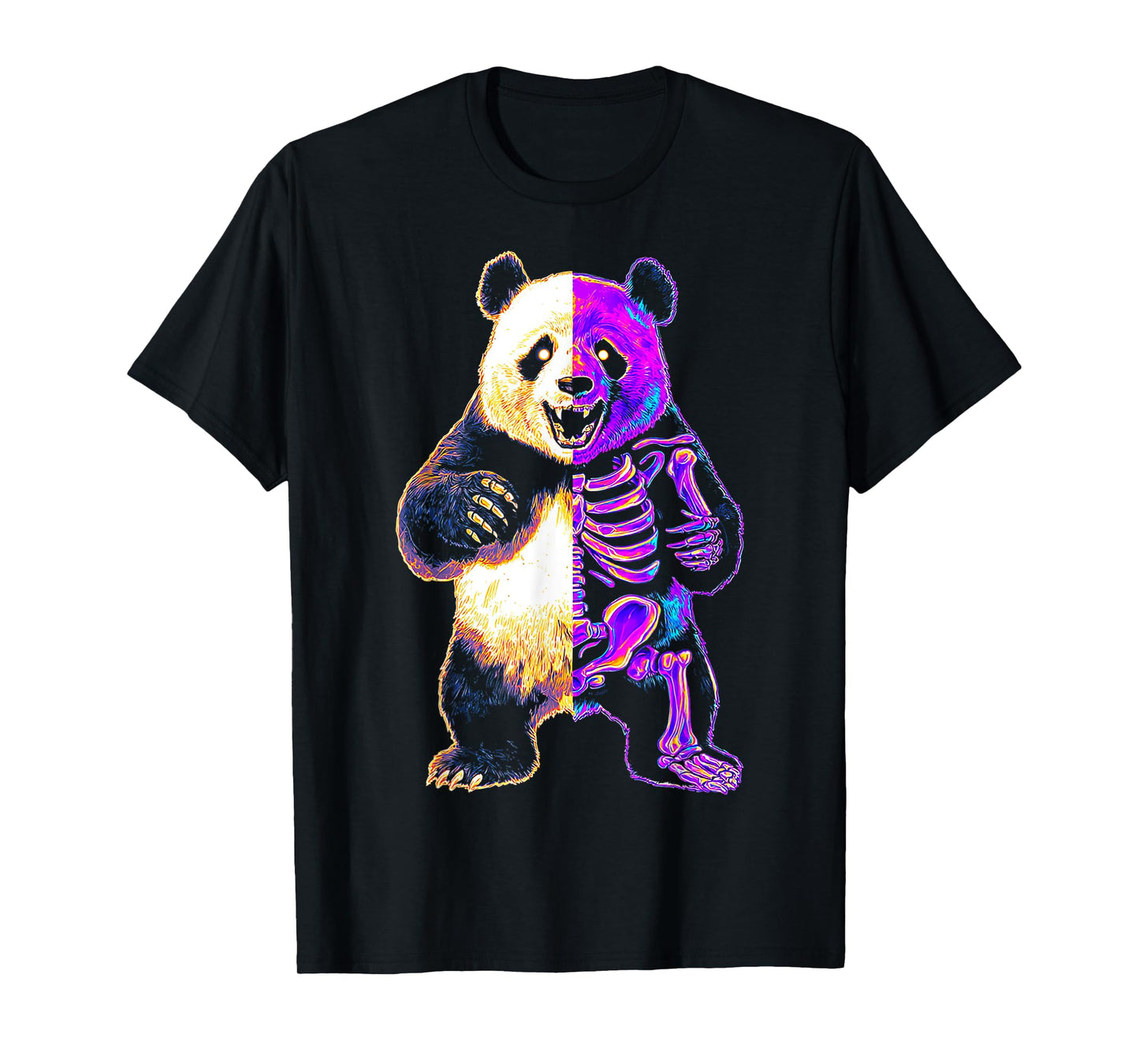 Halloween Panda Skeleton Zombie Animal Graphic Halloween T-Shirt