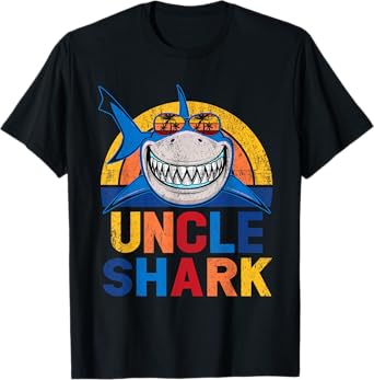 Uncle Shark Retro Pajamas Father Day Uncle Shark T-Shirt