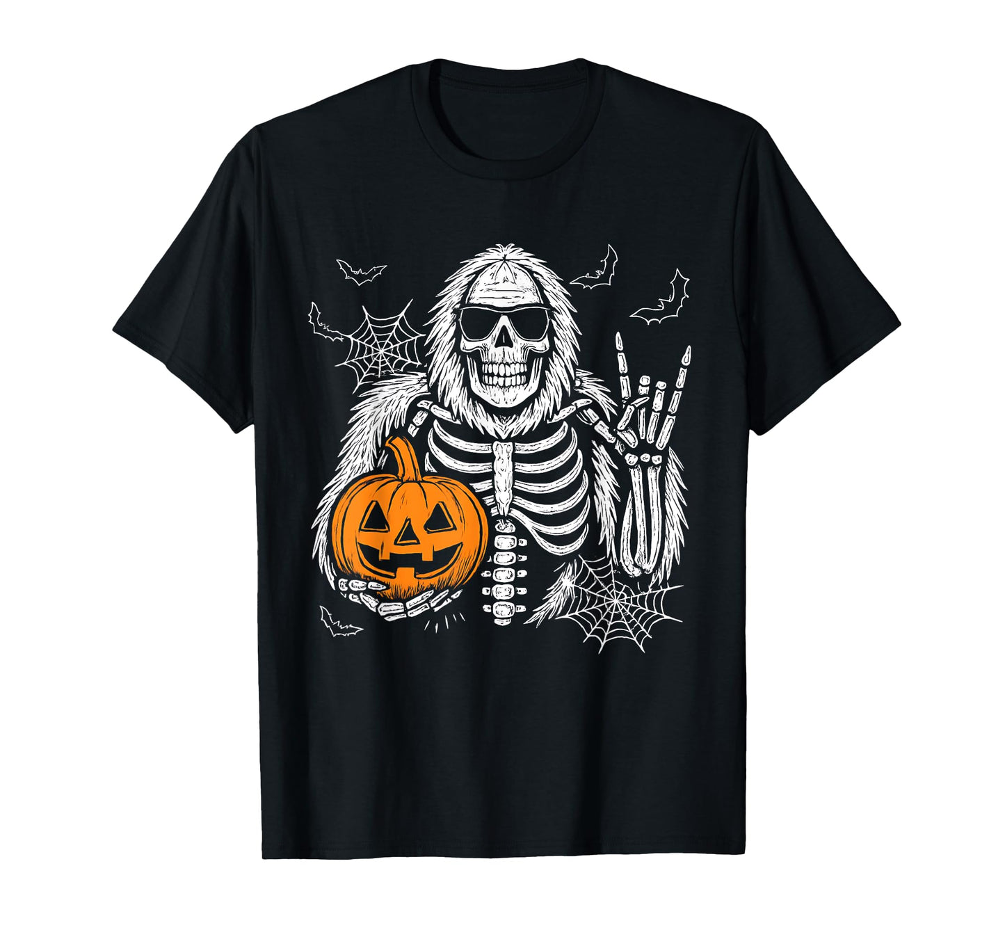 Spooky Bigfoot Jack O Lantern Skeleton Halloween Boys Men's T-Shirt