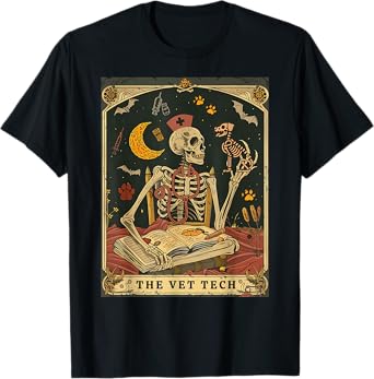 The Vet Tech Tarot Card Skeleton Stethoscope Veterinarian T-Shirt