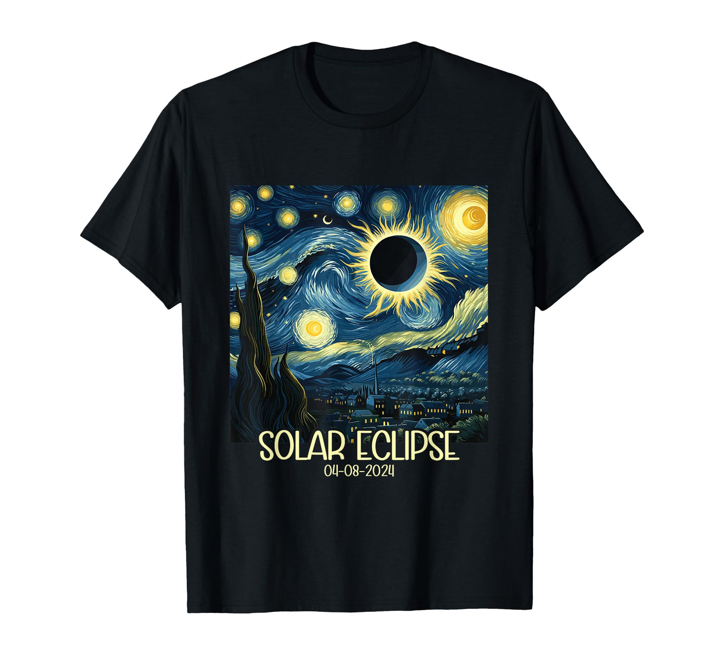 Van Gogh Starry Night Total Solar Eclipse April 8 2024 T-Shirt