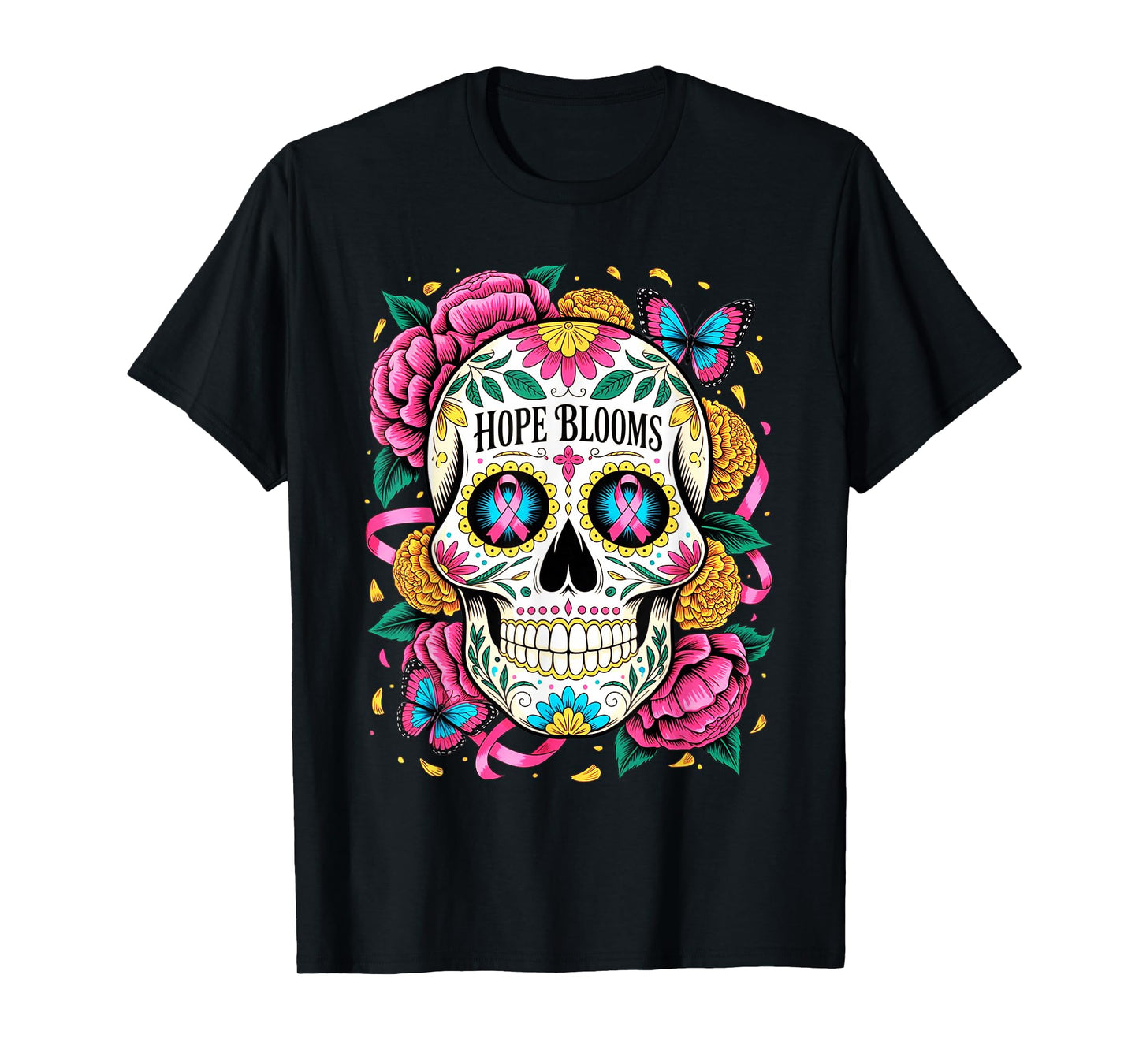 Breast Cancer Awareness Halloween Skull, Women T-Shirt