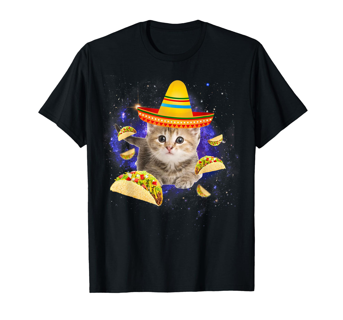 Taco Cat Galaxy Mexican Cat Cinco de Mayo T-Shirt for Men Women Kids