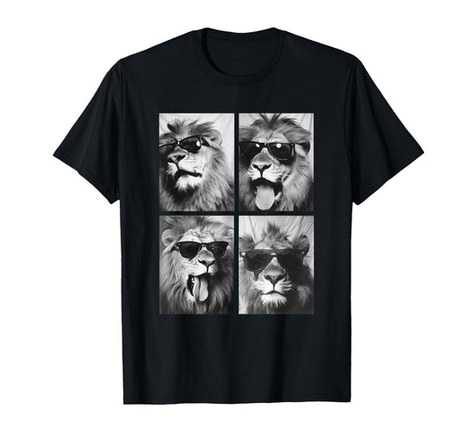 Cute Lions with Sunglasses Cool Lion Animals Photo Booth T-Shirt