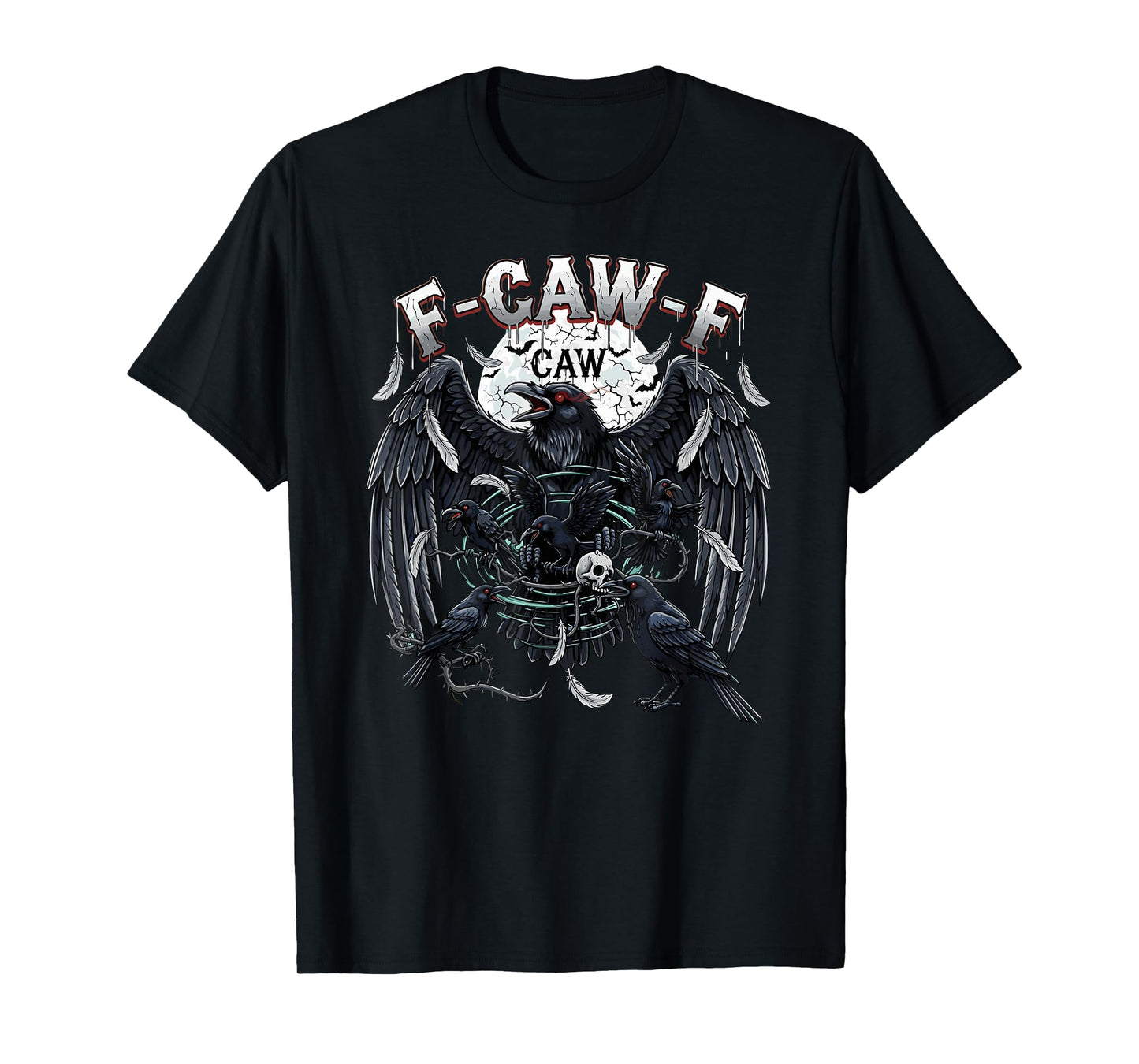 F-CAW-F Raven Dark Crow Skull Gothic Moon T-Shirt