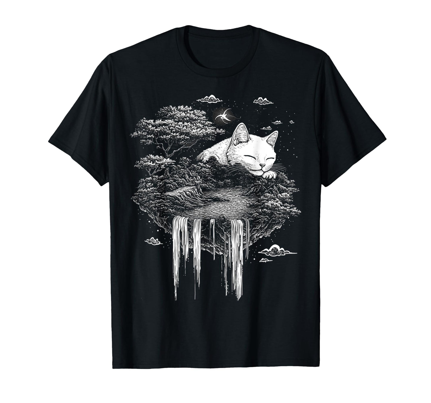 Cat Nature Drawing Graphic Animal Lover Art Cat T-Shirt for Men Women Kids