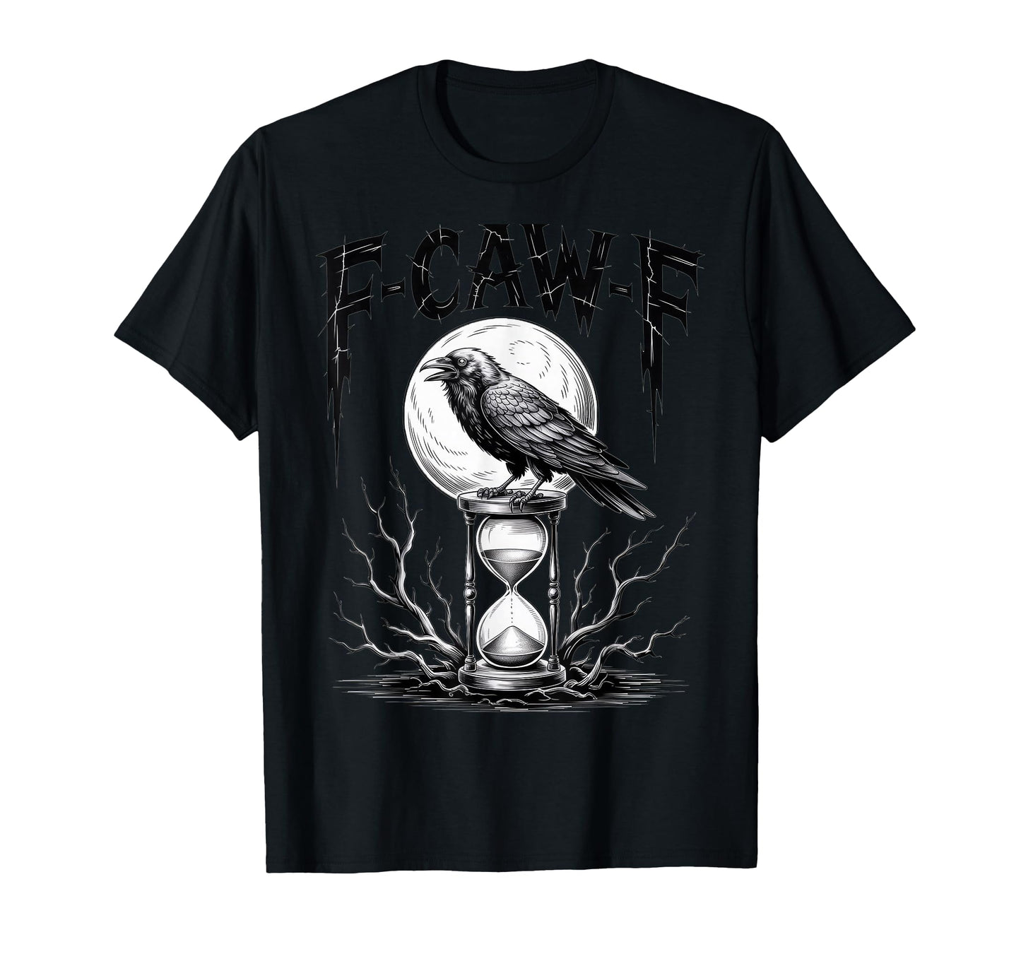 Dark Gothic F-Caw-F Black Crow Moon Spooky Halloween T-Shirt