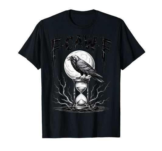 Dark Gothic F-Caw-F Black Crow Moon Spooky Halloween T-Shirt