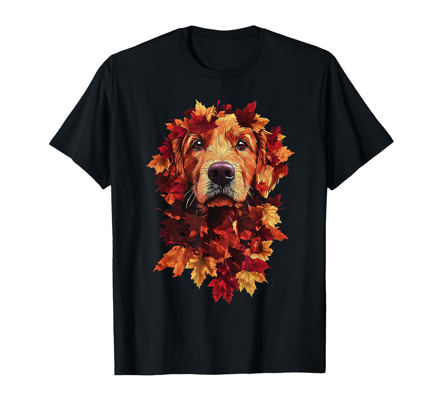 Golden Retriever Autumn Leaves Fall Nature Lover Dog Mom T-Shirt