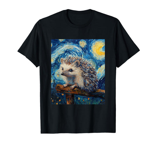 Cute Hedgehog - Van Gogh Style - Starry Night T-Shirt