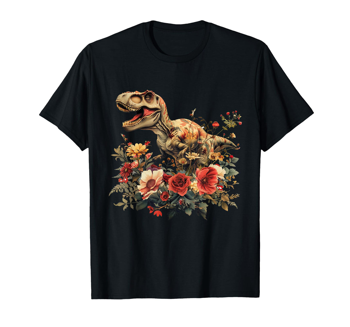Trex Dinosaur Dino Floral Flower T-Shirt
