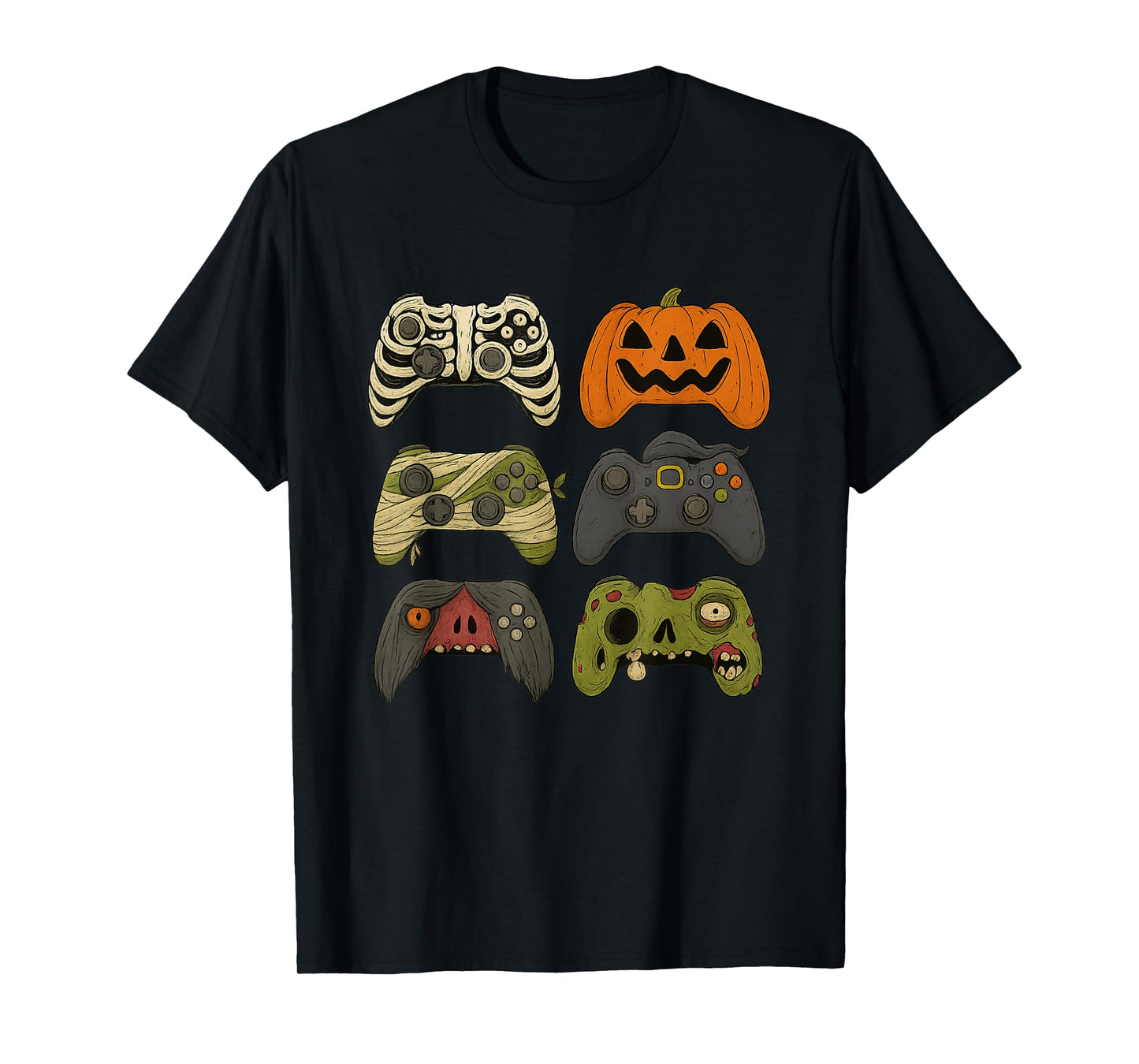 Halloween Skeleton Zombie Gaming Controllers Mummy Boys Kids T-Shirt