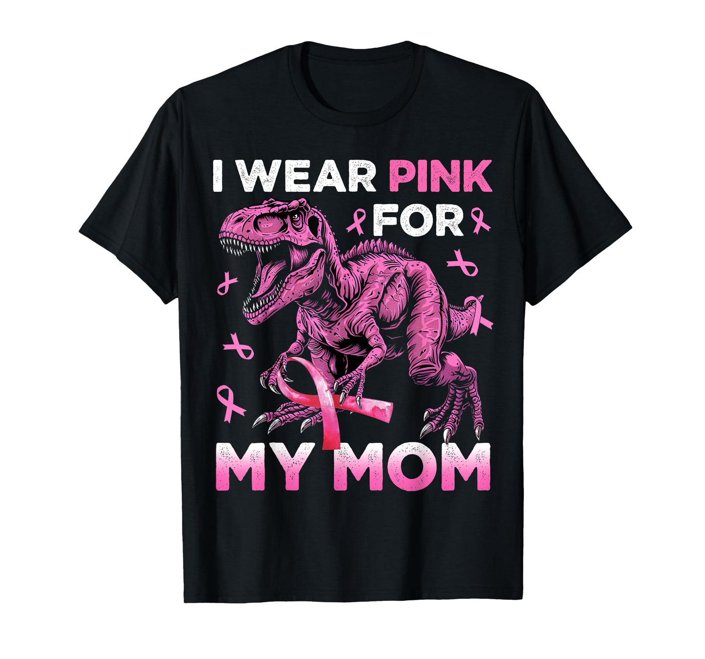 I Wear Pink For My Mom Trex Breast Cancer Awareness Kids Son T-Shirt