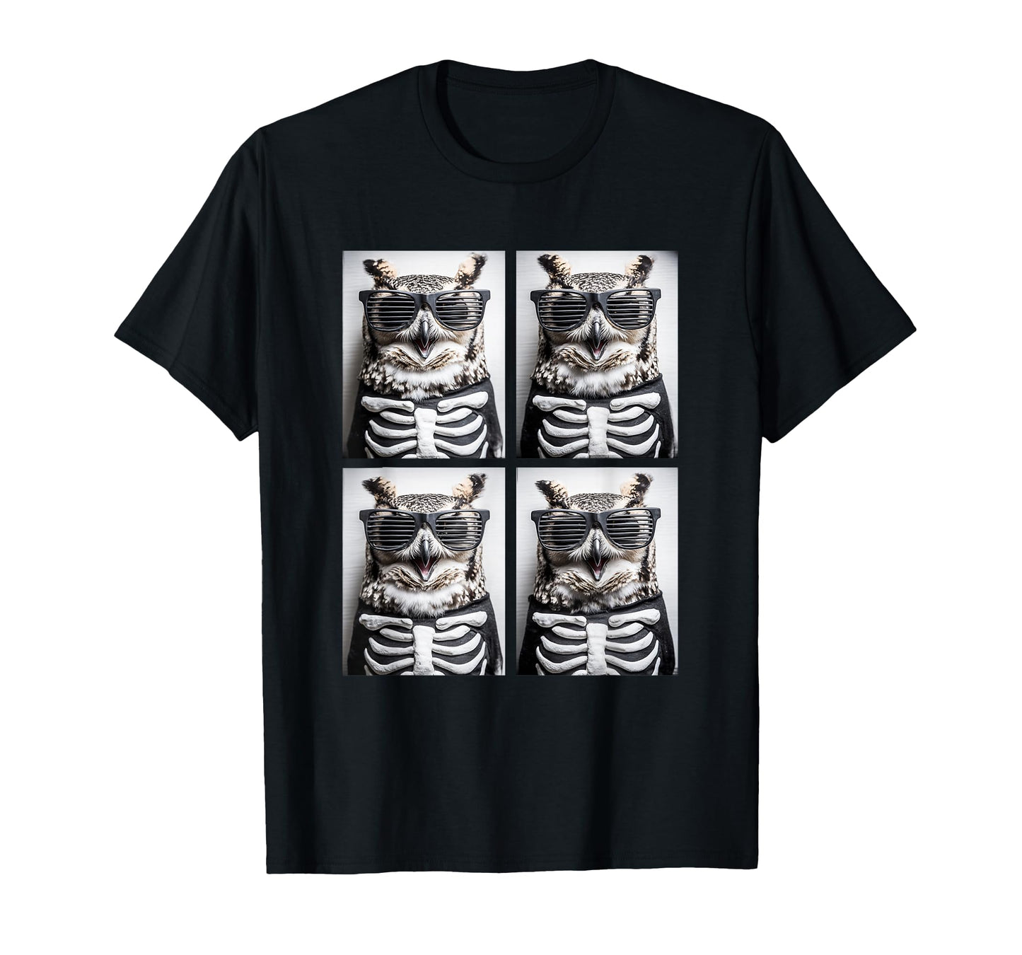 Cute Owls with Sunglasses Skeleton Costume Funny Halloween T-Shirt