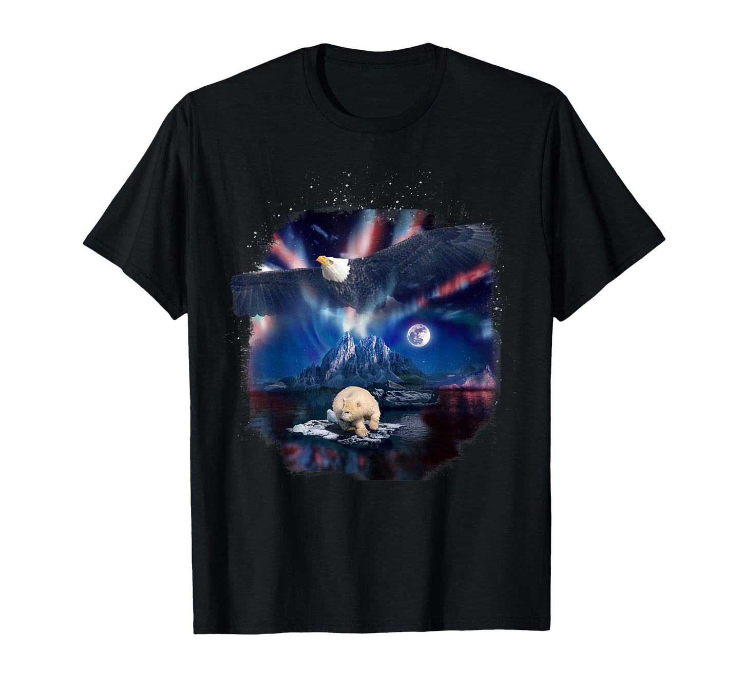Polar Bear and Northern Eagle, Lights and Wildlife American T-Shirt